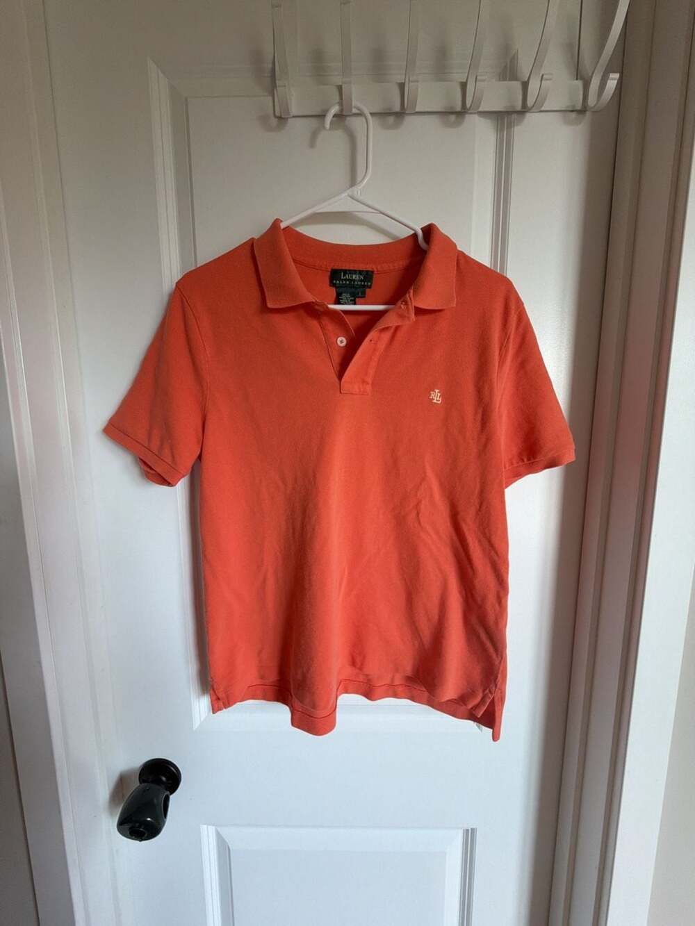 Lauren Ralph Lauren Orange Cotton Pique Short Sleeve Polo Shirt Size L